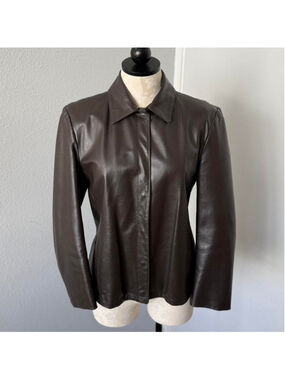 Vintage iBlues Dark Brown Leather Jacket - Size 42